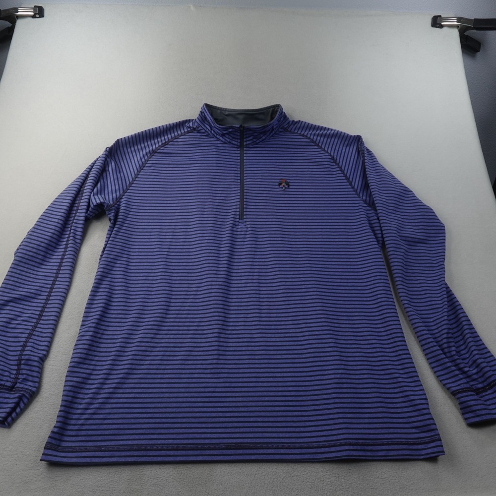 Straight Down Golf Pullover Mens XXL Purple Striped 1/4 Zip Performance Shirt